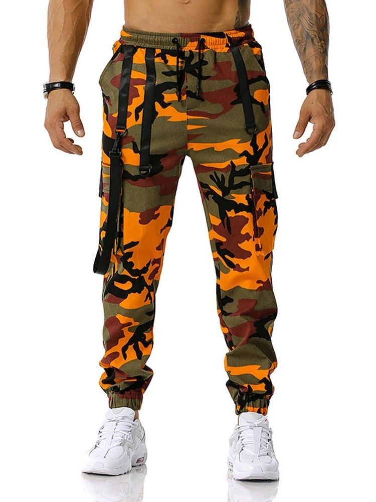 Pantalon Crayon À Poche Camouflage Pantalon Décontracté À Lacets Pour Hommes