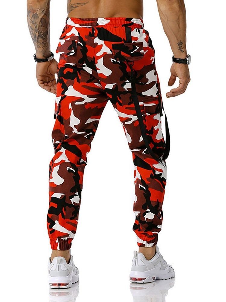 Pantalon Crayon À Poche Camouflage Pantalon Décontracté À Lacets Pour Hommes
