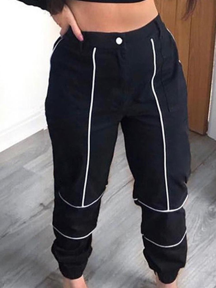 Pantalon Décontracté À Bouton Pour Femme