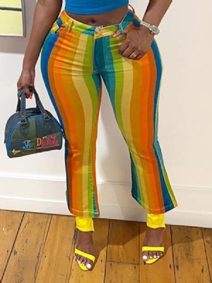 Pantalon Décontracté À Fermeture Éclair Et À Blocs De Couleur Pour Femmes