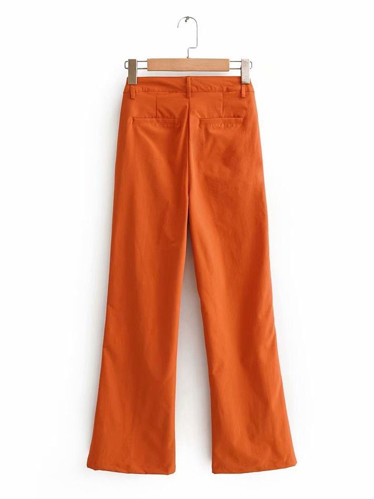 Pantalon Décontracté À Glissière Pleine Longueur Pour Femmes