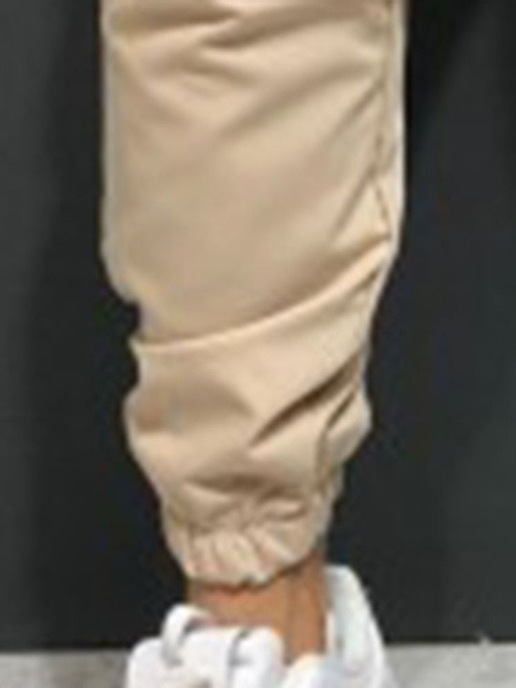 Pantalon Décontracté Pour Hommes À Lacets Uni Avec Poche