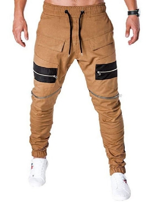 Pantalon Décontracté Pour Hommes À Taille Basse Et À Lacets Avec Blocs De Couleurs