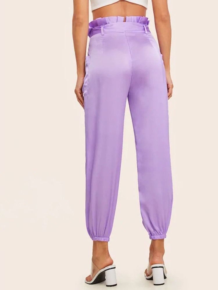 Pantalon Décontracté À Lacets Pour Femmes Longueur Cheville Taille Moyenne