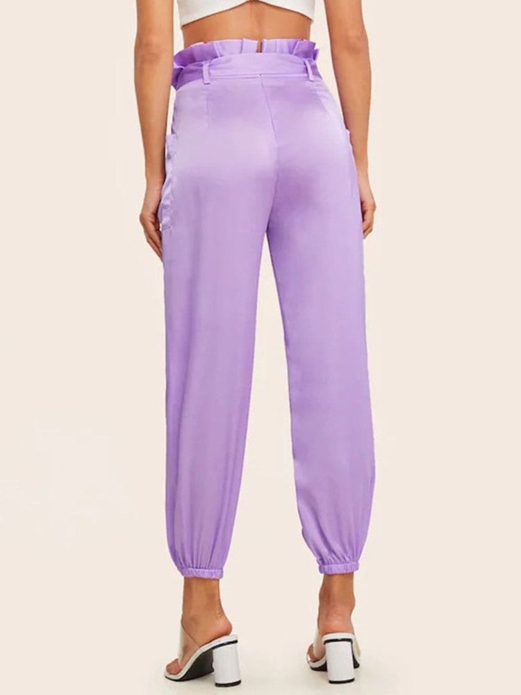 Pantalon Décontracté À Lacets Pour Femmes Longueur Cheville Taille Moyenne