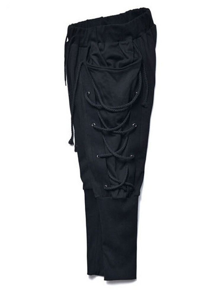 Pantalon Décontracté À Lacets Style Crayon Hip Hop Pour Hommes