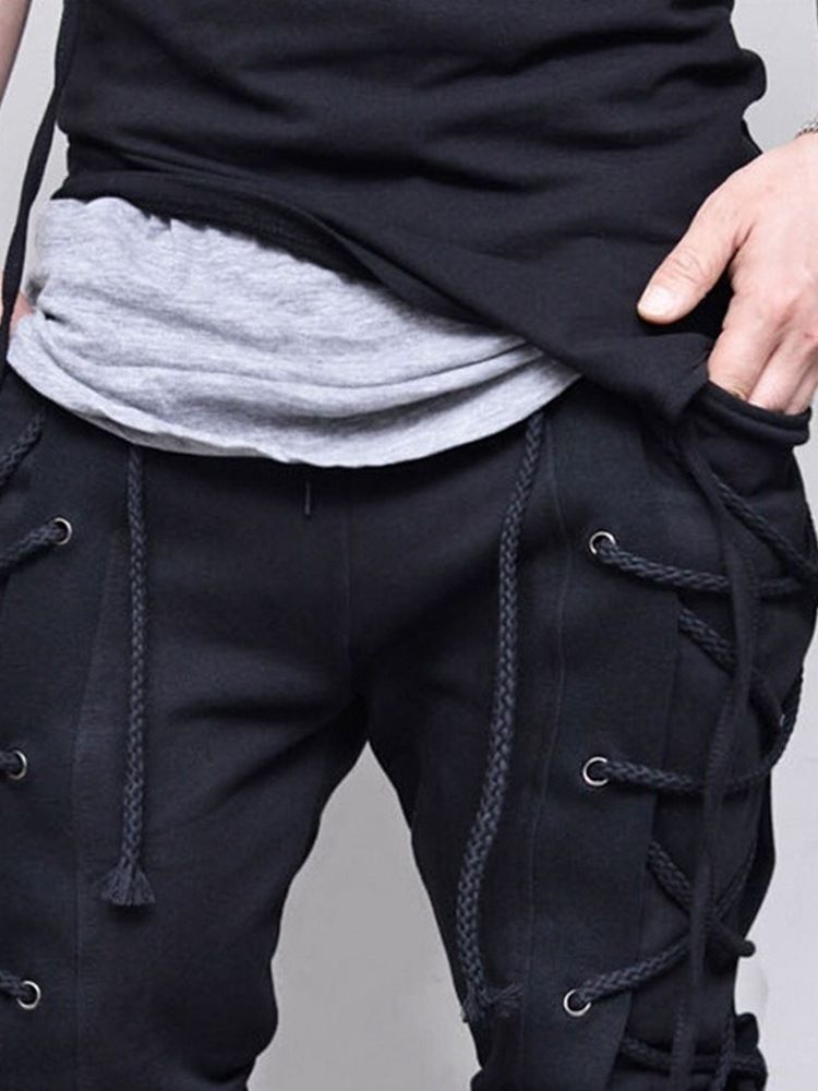 Pantalon Décontracté À Lacets Style Crayon Hip Hop Pour Hommes