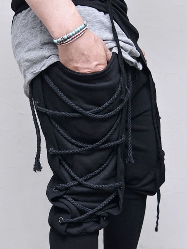Pantalon Décontracté À Lacets Style Crayon Hip Hop Pour Hommes
