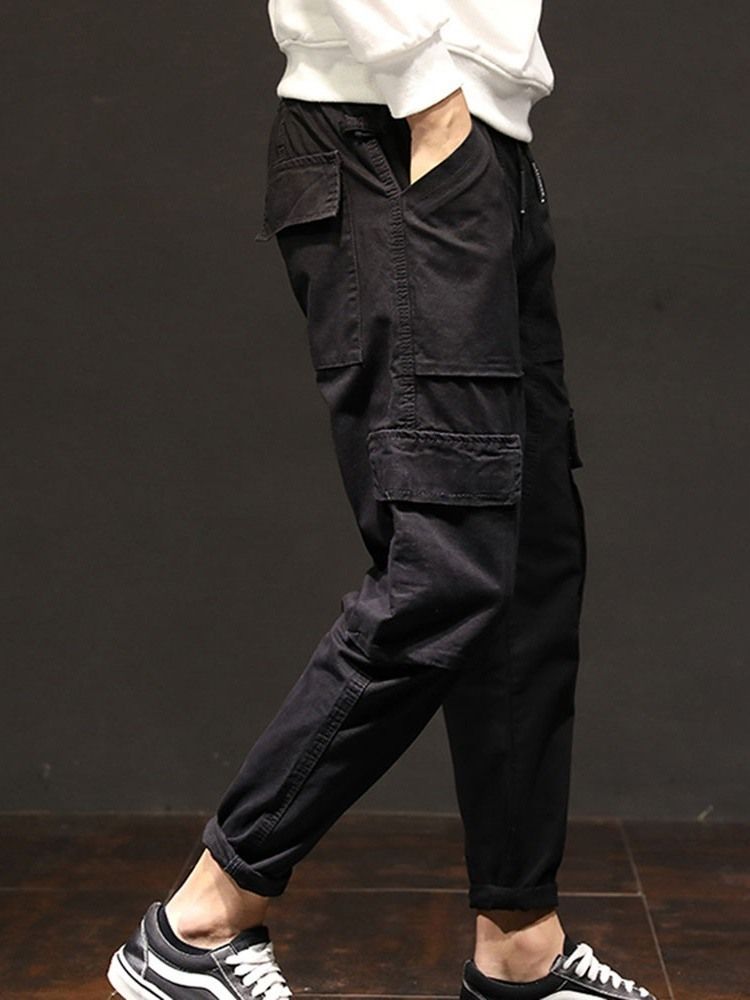 Pantalon Décontracté À Lacets À Taille Moyenne Et À Poche Unie Pour Hommes