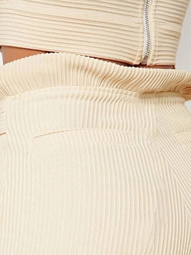 Pantalon Décontracté À Lacets Uni Pour Femme Pleine Longueur Taille Haute