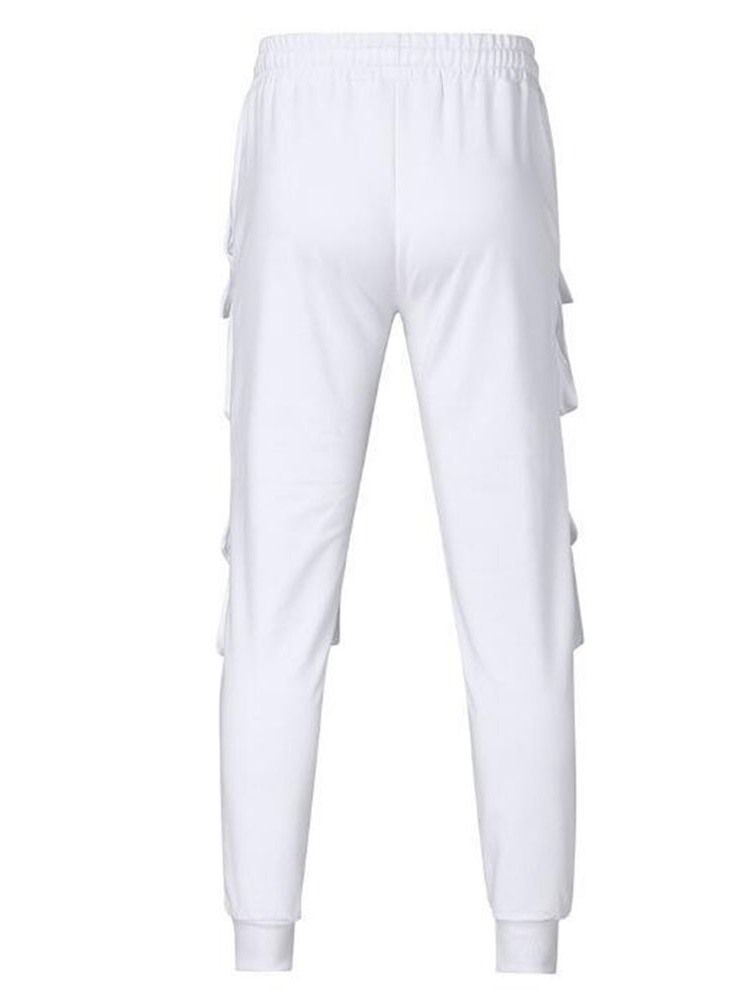 Pantalon Décontracté À Lacets Uni À Poche Pour Hommes