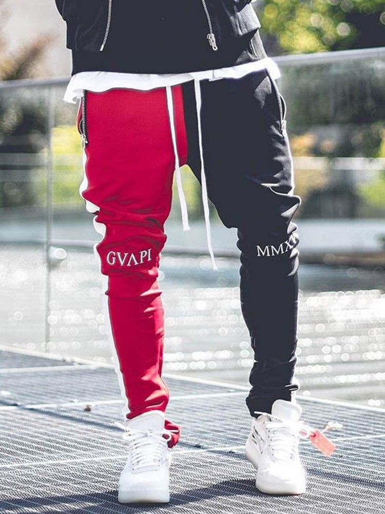 Pantalon Décontracté À Rayures En Patchwork D'automne Pour Hommes