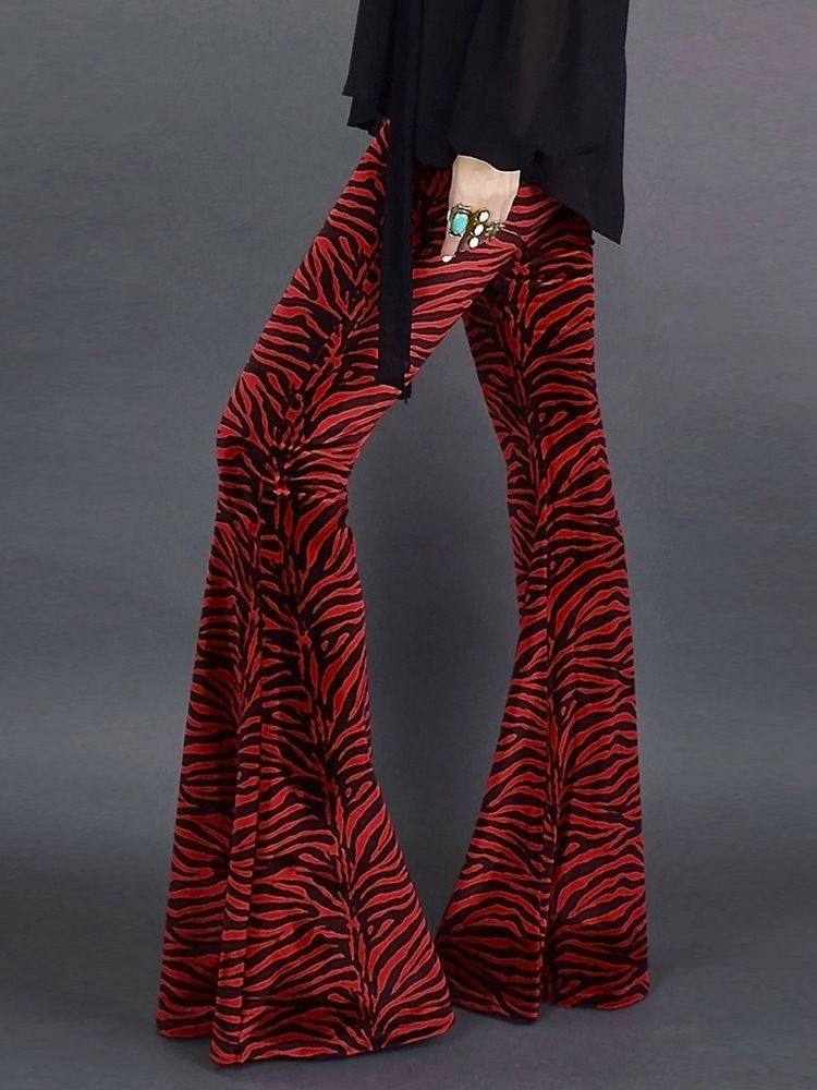 Pantalon Décontracté Slim Imprimé Sur Toute La Longueur Pour Femmes