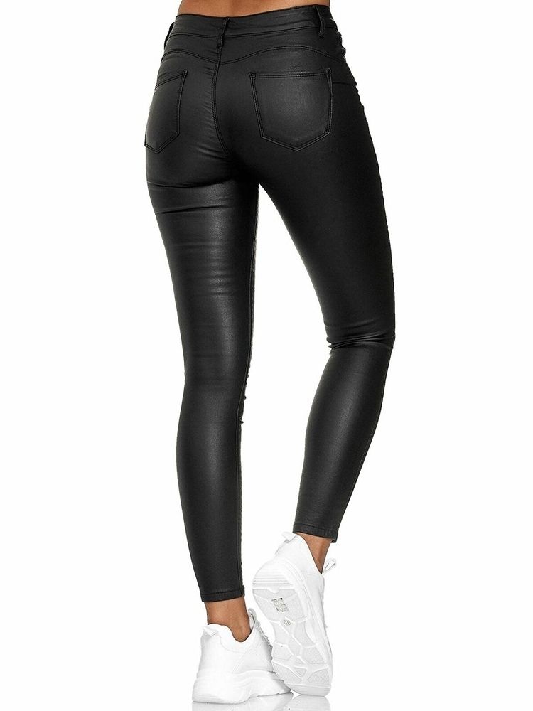 Pantalon Décontracté À Taille Moyenne Et À Poche Pour Femme