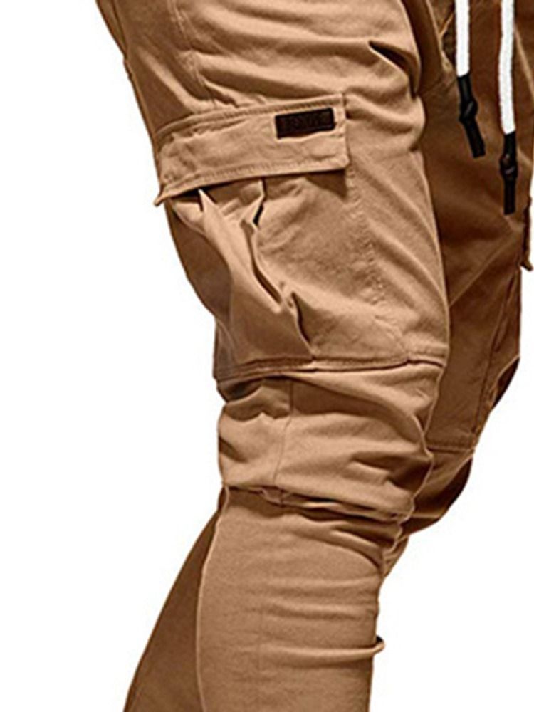 Pantalon Décontracté Uni Taille Moyenne Pour Hommes