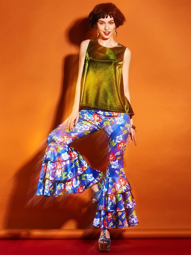 Pantalon À Volants Et Élastiques Pour Femmes