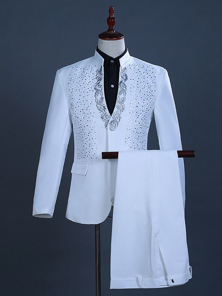 Costume Habillé Pour Hommes Avec Blocs De Couleurs À La Mode