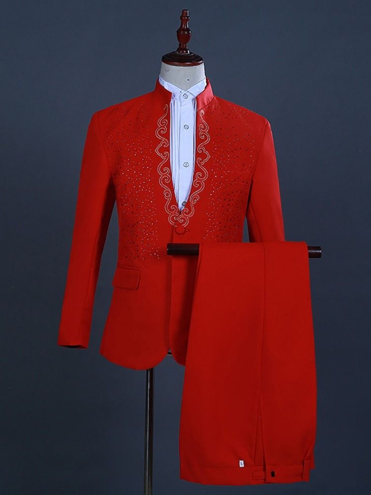 Costume Habillé Pour Hommes Avec Blocs De Couleurs À La Mode
