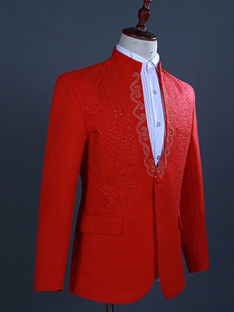 Costume Habillé Pour Hommes Avec Blocs De Couleurs À La Mode