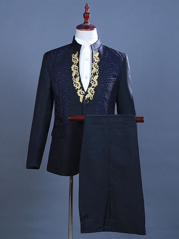 Costume Habillé Pour Hommes Avec Blocs De Couleurs À La Mode