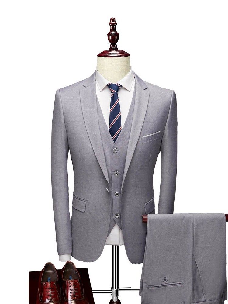 Costume Habillé Pour Hommes Avec Gilet À Boutons