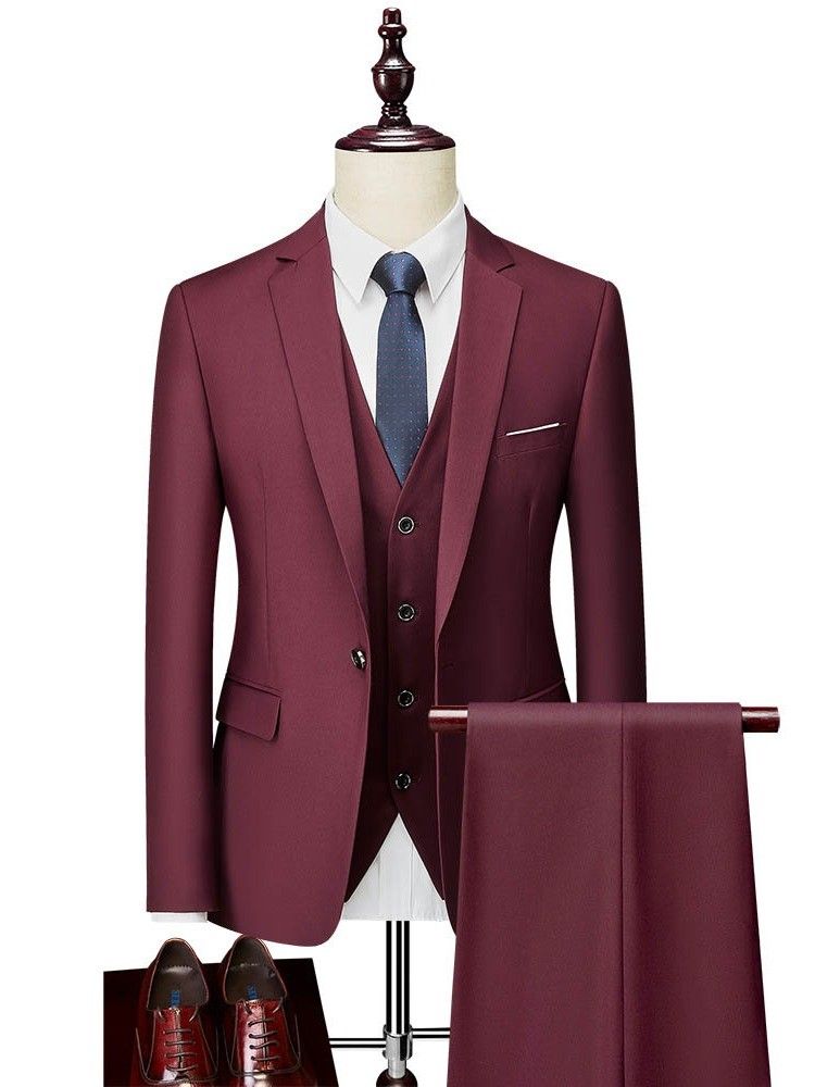 Costume Habillé Pour Hommes Avec Gilet À Boutons