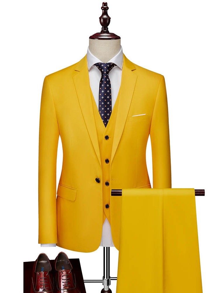 Costume Habillé Pour Hommes Avec Gilet À Boutons