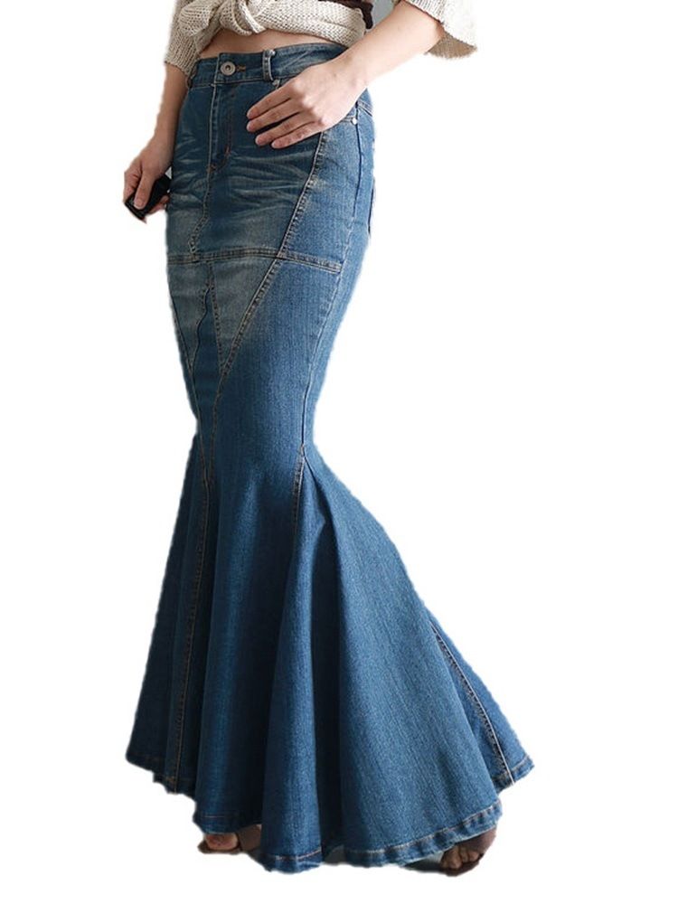 Jupe Pour Femme Western À Fermeture À Glissière Sirène Longueur Au Sol