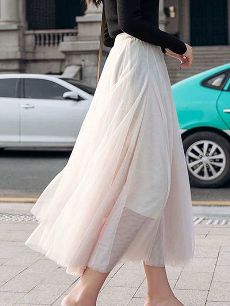 Jupe Unie Mi-mollet A-line Pour Femmes