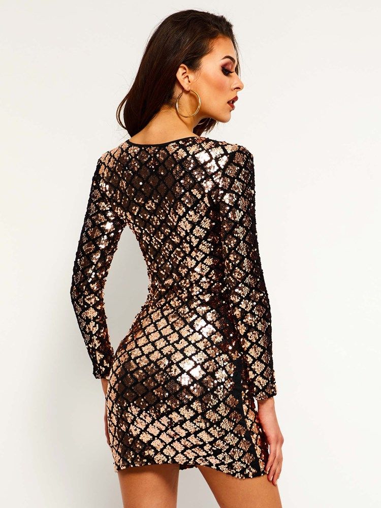 Robe À Encolure En V À Manches Longues Et À Imprimé Serpent Pour Femmes