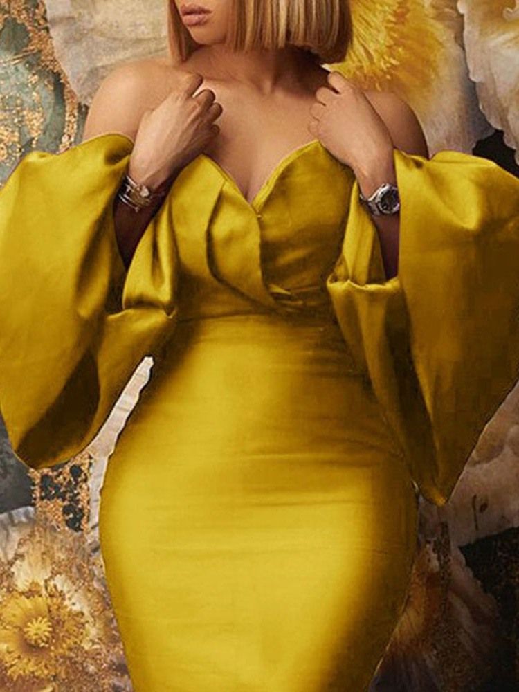 Robe Mi-mollet À Manches Longues Et Taille Haute Pour Femmes