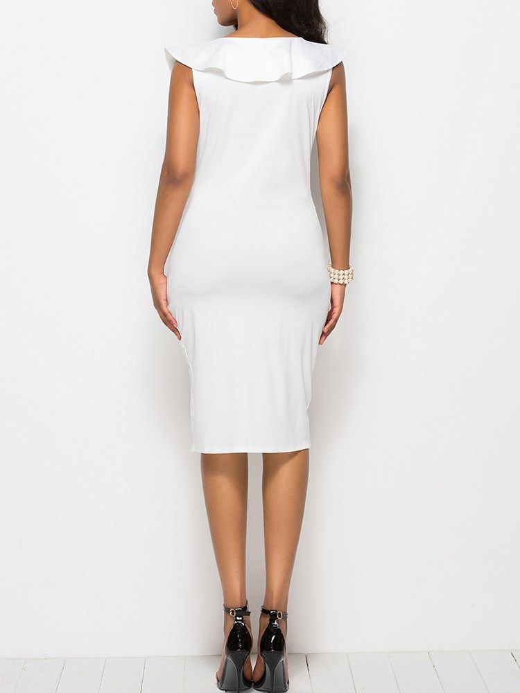 Robe Moulante Asymétrique À Col En V Pour Femmes