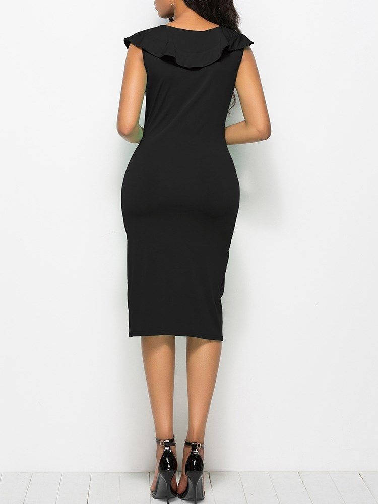 Robe Moulante Asymétrique À Col En V Pour Femmes