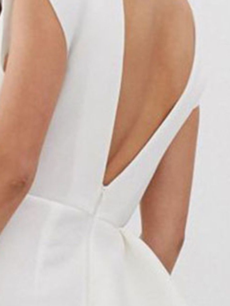 Robe Moulante Blanche À Manches Courtes Et À Volants Ol Mi-mollet Pour Femmes