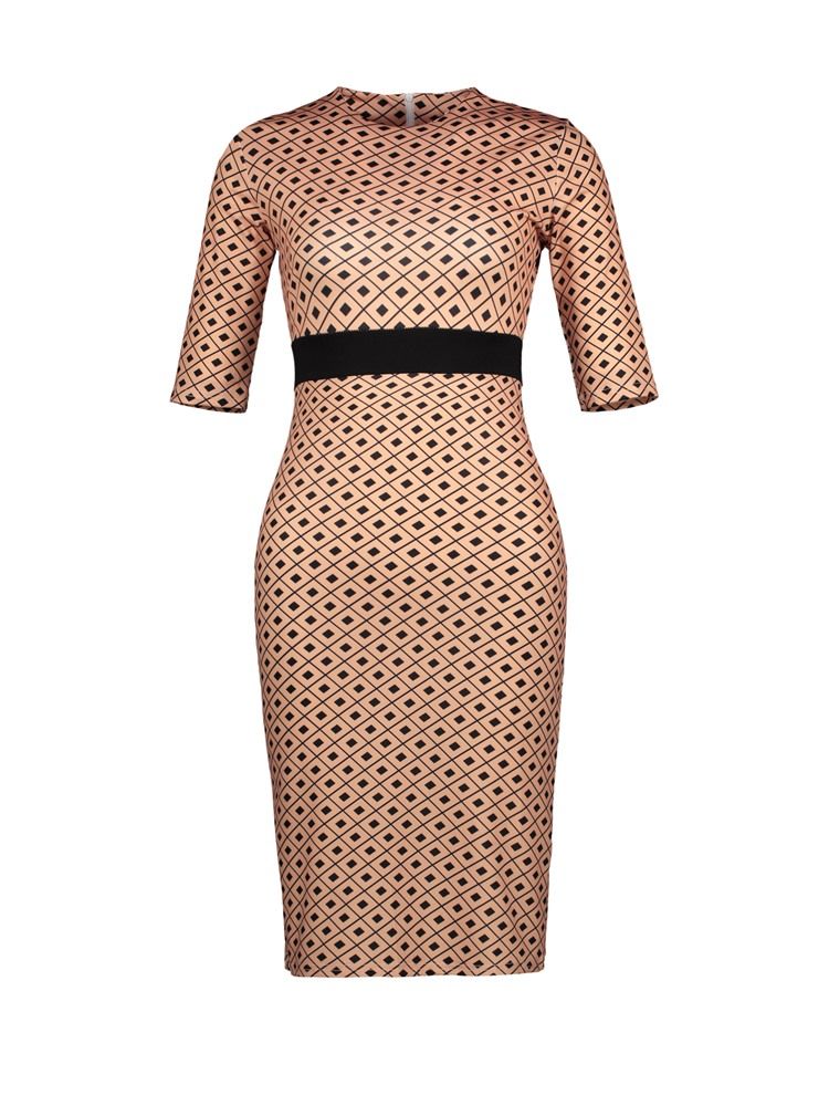 Robe Moulante À Carreaux Et À Demi-manches Pour Femmes