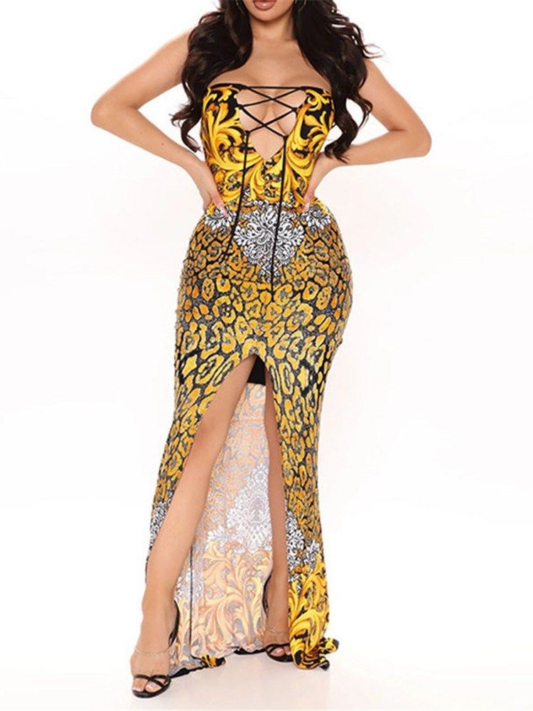 Robe Moulante À Fleurs Sexy Sans Manches Pour Femmes