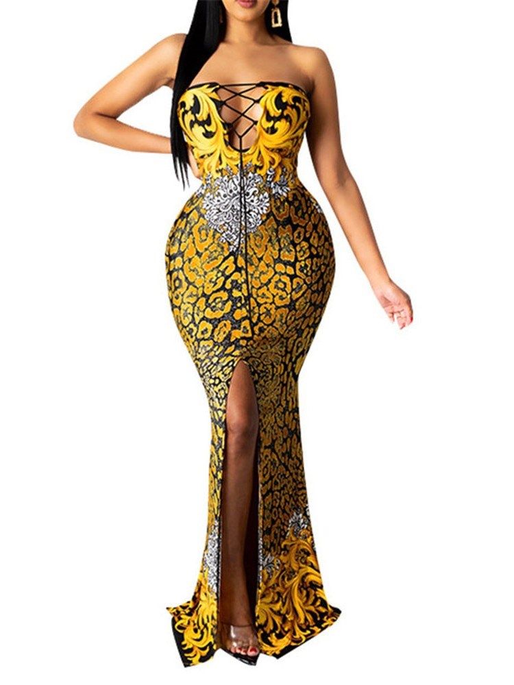 Robe Moulante À Fleurs Sexy Sans Manches Pour Femmes