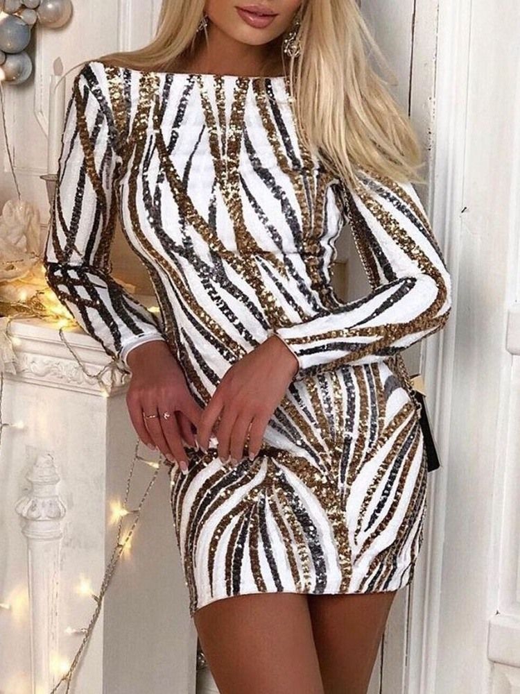 Robe Moulante À La Mode À Manches Longues Et Épaules Dénudées Pour Femmes