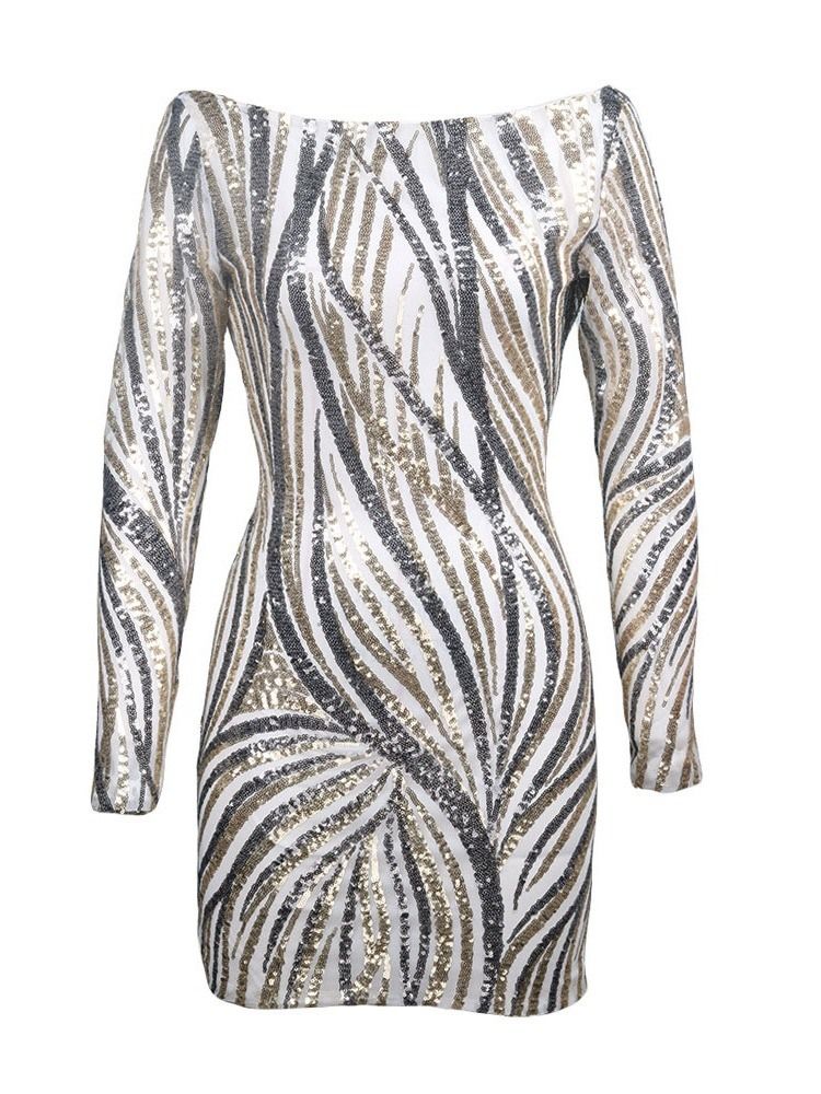 Robe Moulante À La Mode À Manches Longues Et Épaules Dénudées Pour Femmes