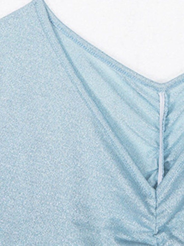 Robe Moulante Plissée Au-dessus Du Genou À Col En V Pour Femmes