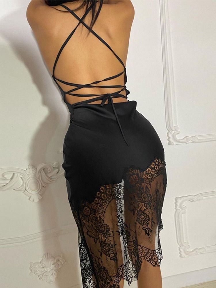Robe Moulante Sans Manches À Bretelles Spaghetti À Mi-mollet Pour Femmes