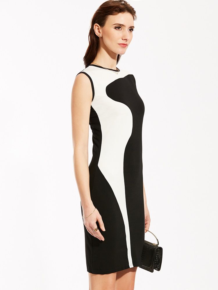 Robe Moulante Sans Manches À Col Rond Pour Femmes