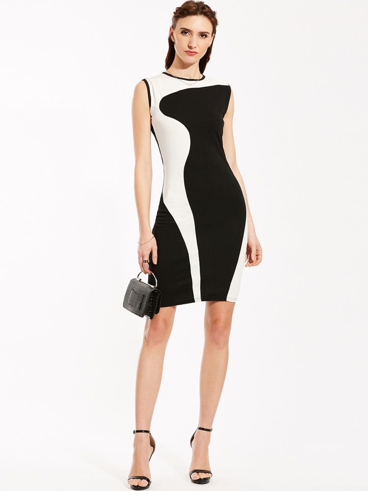 Robe Moulante Sans Manches À Col Rond Pour Femmes