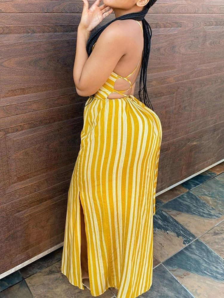 Robe Moulante Sans Manches Fendue Au Sol Pour Femmes