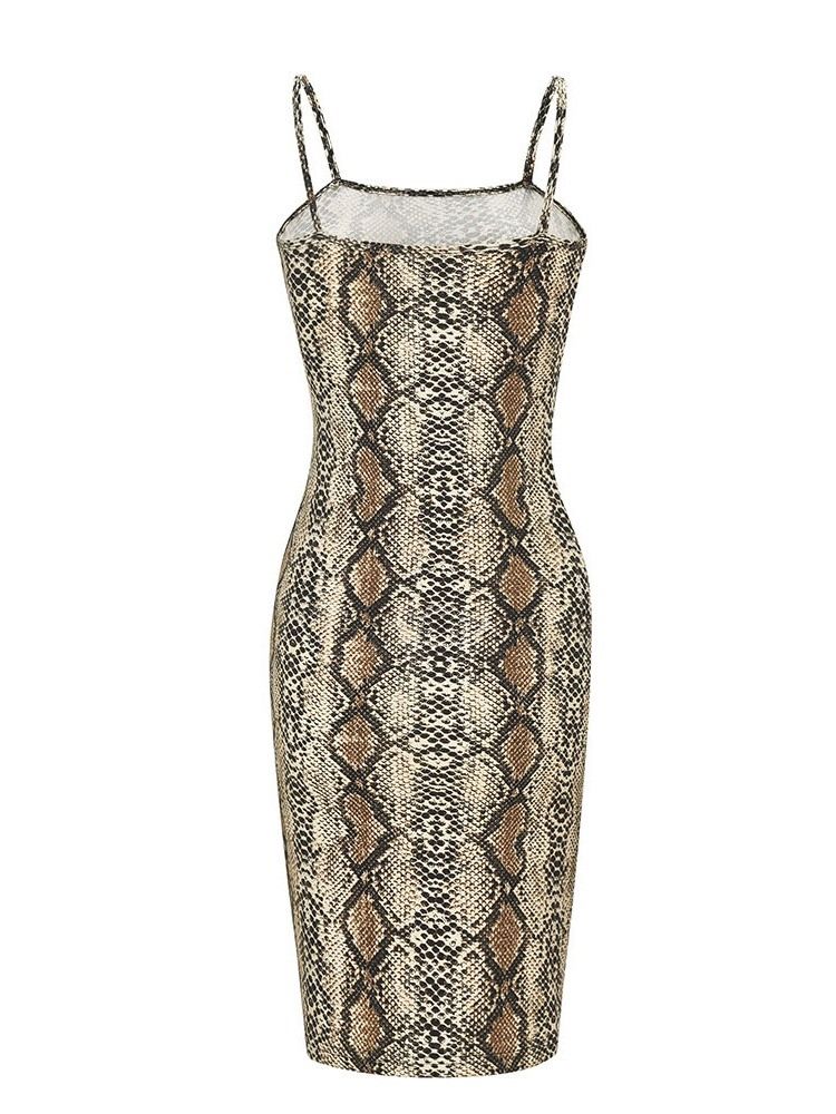 Robe Moulante Sexy Sans Manches À Imprimé Serpent Au-dessus Du Genou Pour Femmes