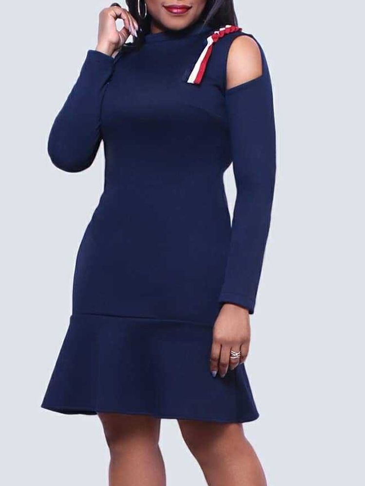 Robe De Sirène À Manches Longues Et À Épaules Dénudées Pour Femmes