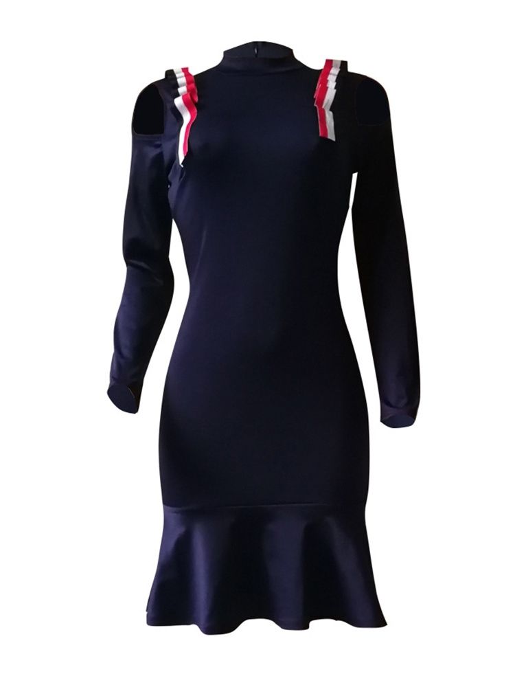 Robe De Sirène À Manches Longues Et À Épaules Dénudées Pour Femmes