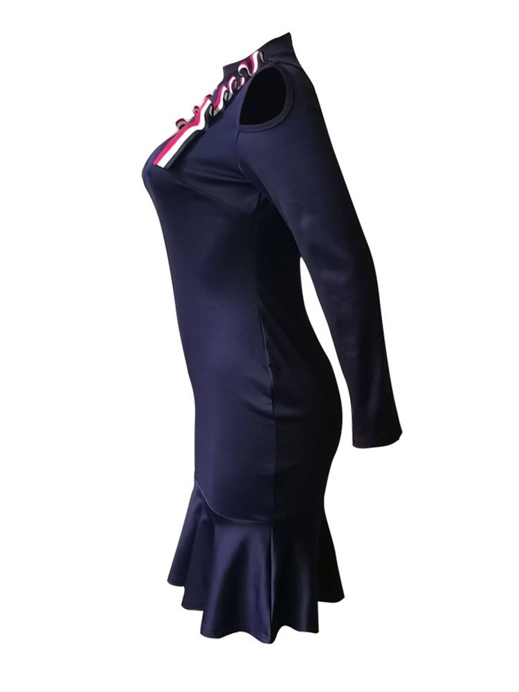 Robe De Sirène À Manches Longues Et À Épaules Dénudées Pour Femmes