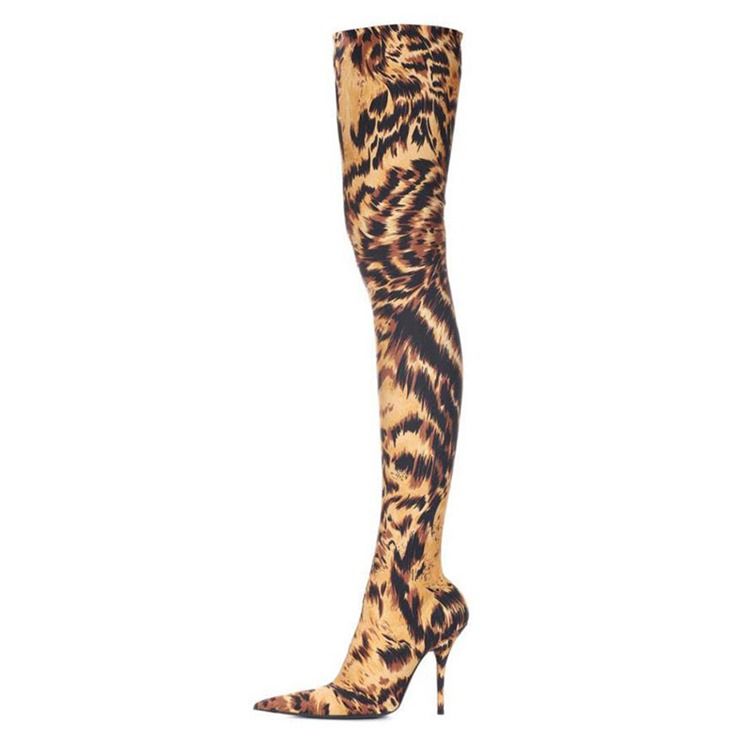 Bottes Cuissardes À Bout Pointu Et Talon Aiguille Pour Femmes