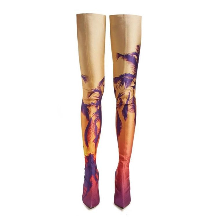 Bottes Cuissardes À Bout Pointu Et Talon Aiguille Pour Femmes